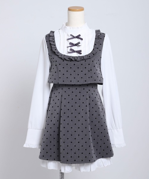 夢展望(ユメテンボウ)の「【ZOZO限定】セットアップ風プチハイドッキングワンピース【大きいサイズ有り】(ワンピース・レディース・グレー/ネイビー/ブラック/チェック・M-L/LL~3L/L~LL)」の10枚目の写真
