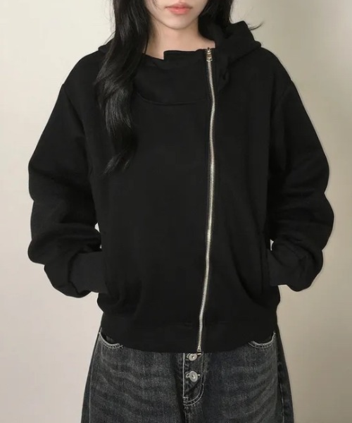 Aelina(エリナ)の「ジップアップパーカー(パーカー・レディース・グレー/ブラック・FREE)」の16枚目の写真