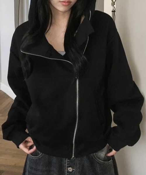 Aelina(エリナ)の「ジップアップパーカー(パーカー・レディース・グレー/ブラック・FREE)」の13枚目の写真
