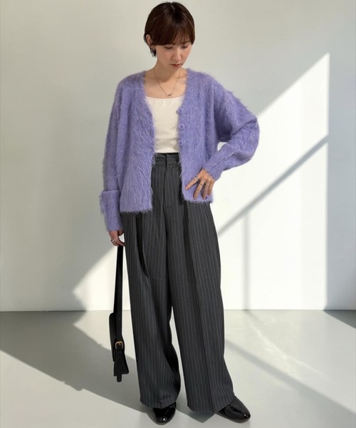 THE SOIS(ソア)の「2wayシャギーニットカーディガン(ニット/セーター・レディース・パープル/グリーン/チャコール/オートミール・FREE)」の10枚目の写真
