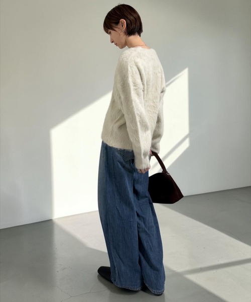THE SOIS(ソア)の「2wayシャギーニットカーディガン(ニット/セーター・レディース・パープル/グリーン/チャコール/オートミール・FREE)」の8枚目の写真