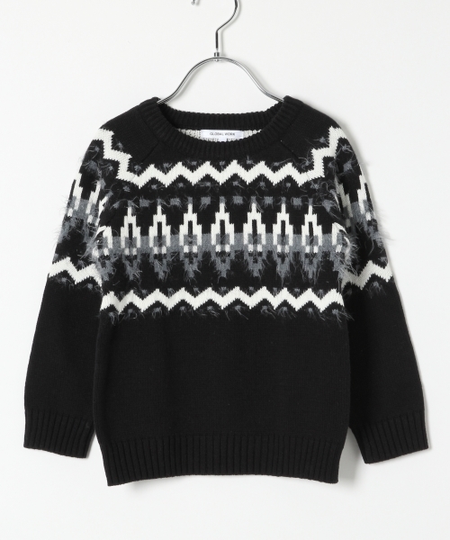 GLOBAL WORK（グローバルワーク）の「【キッズ】ジャガードニットプルオーバー長袖/727124 （ニット/セーター・キッズ・レッド系その他/ブラック系その他・LARGE/SMALL/X-LARGE/MEDIUM）」の2枚目の写真
