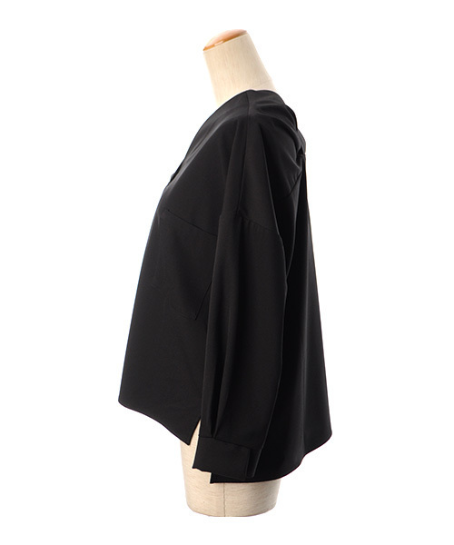 Luz Llena (philter)（ラズレナ　フィルター）の「ジョーゼットVネックスキッパーシャツ（シャツ/ブラウス・レディース・ベージュ/ブラック/オフホワイト・MEDIUM）」の7枚目の写真