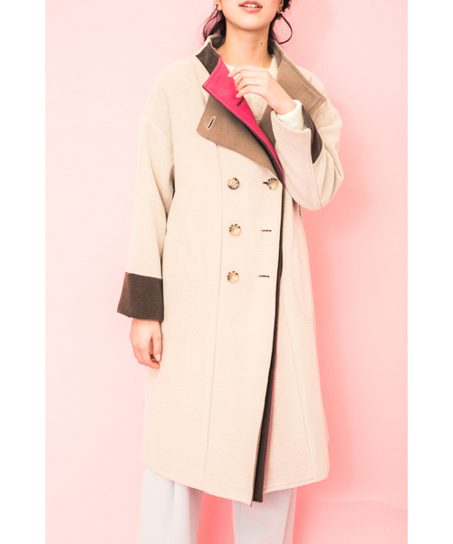 TEVALT（ヴァレット）の「<Titilate valet> 配色カラー　コート（その他アウター・レディース・ホワイト/ブラウン/ブルー・FREE）」の2枚目の写真