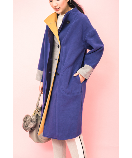 TEVALT（ヴァレット）の「<Titilate valet> 配色カラー　コート（その他アウター・レディース・ホワイト/ブラウン/ブルー・FREE）」の3枚目の写真