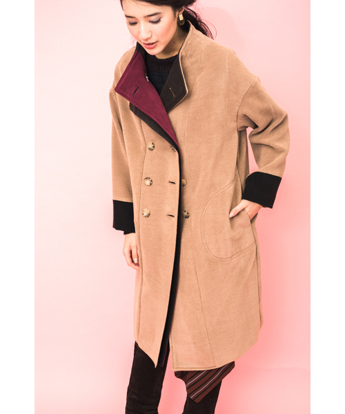 TEVALT（ヴァレット）の「<Titilate valet> 配色カラー　コート（その他アウター・レディース・ホワイト/ブラウン/ブルー・FREE）」の4枚目の写真