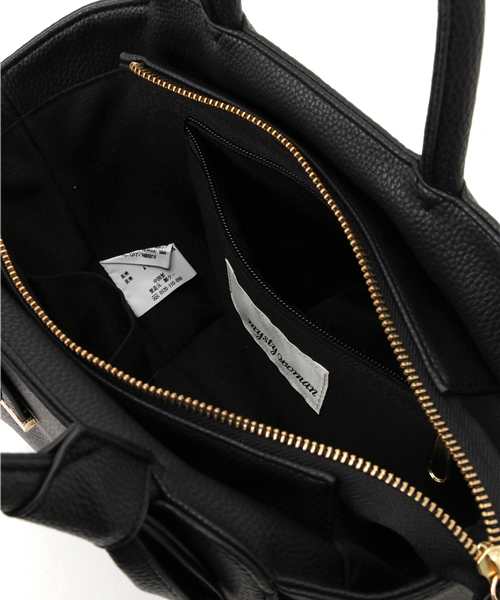 mysty woman（ミスティウーマン）の「リボンハンドルミニトートバッグ（ショルダーバッグ・レディース・アイボリー/ブラック/ピンク・FREE）」の6枚目の写真