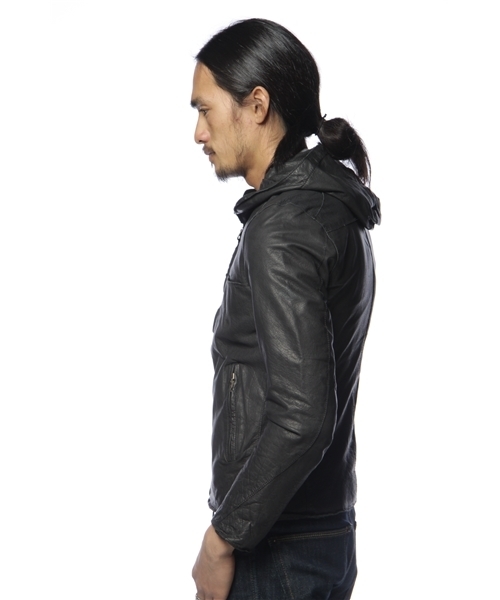 Lui's（ルイス）の「フードレザーブルゾン（ライダースジャケット