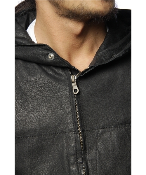 Lui's（ルイス）の「フードレザーブルゾン（ライダースジャケット