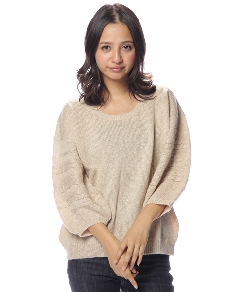 earth music&ecology（アースミュージックアンドエコロジー）の「ｹ-ﾌﾞﾙ袖ﾕﾙ/KT（ニット/セーター・レディース・ライトグレー/ベージュ/ピンク/アイボリー・FREE）」の3枚目の写真