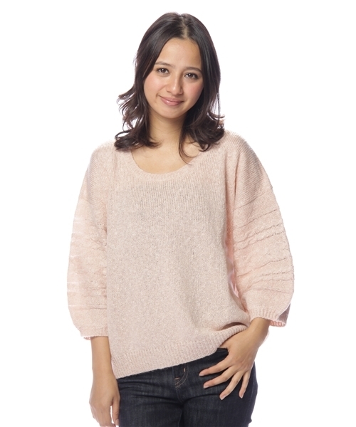 earth music&ecology（アースミュージックアンドエコロジー）の「ｹ-ﾌﾞﾙ袖ﾕﾙ/KT（ニット/セーター・レディース・ライトグレー/ベージュ/ピンク/アイボリー・FREE）」の4枚目の写真