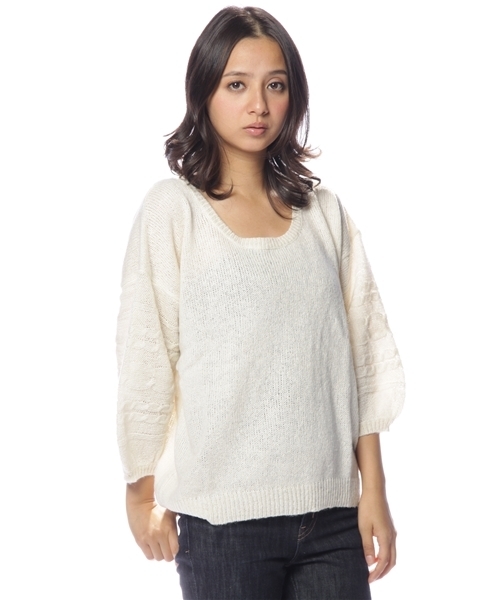 earth music&ecology（アースミュージックアンドエコロジー）の「ｹ-ﾌﾞﾙ袖ﾕﾙ/KT（ニット/セーター・レディース・ライトグレー/ベージュ/ピンク/アイボリー・FREE）」の2枚目の写真