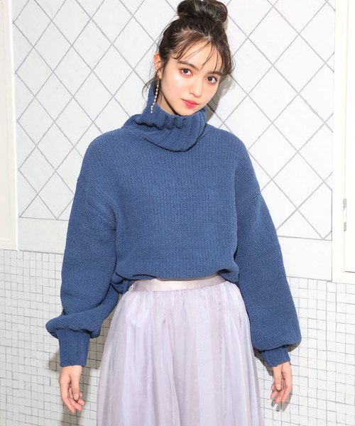 one after another NICE CLAUP（ワンアフターアナザーナイスクラップ）の「モールハイネックビッグニット（ニット/セーター・レディース・ブラック/アイボリー/ブルー系その他/ピンク系その他・FREE）」の3枚目の写真