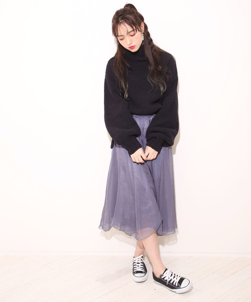 one after another NICE CLAUP（ワンアフターアナザーナイスクラップ）の「モールハイネックビッグニット（ニット/セーター・レディース・ブラック/アイボリー/ブルー系その他/ピンク系その他・FREE）」の5枚目の写真