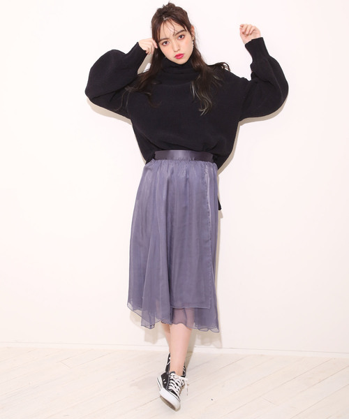 one after another NICE CLAUP（ワンアフターアナザーナイスクラップ）の「モールハイネックビッグニット（ニット/セーター・レディース・ブラック/アイボリー/ブルー系その他/ピンク系その他・FREE）」の9枚目の写真