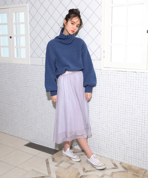 one after another NICE CLAUP（ワンアフターアナザーナイスクラップ）の「モールハイネックビッグニット（ニット/セーター・レディース・ブラック/アイボリー/ブルー系その他/ピンク系その他・FREE）」の16枚目の写真