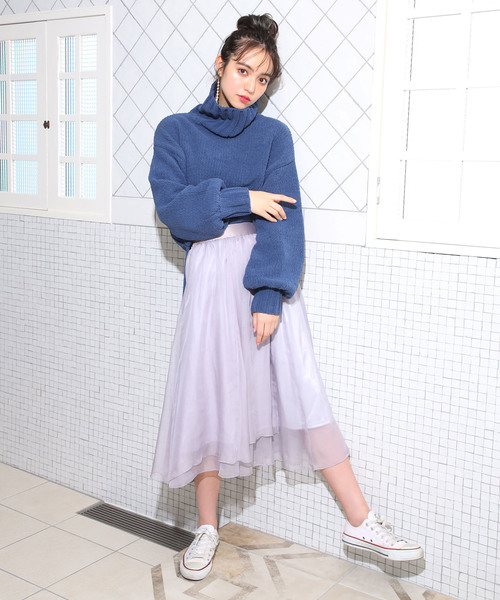 one after another NICE CLAUP（ワンアフターアナザーナイスクラップ）の「モールハイネックビッグニット（ニット/セーター・レディース・ブラック/アイボリー/ブルー系その他/ピンク系その他・FREE）」の8枚目の写真