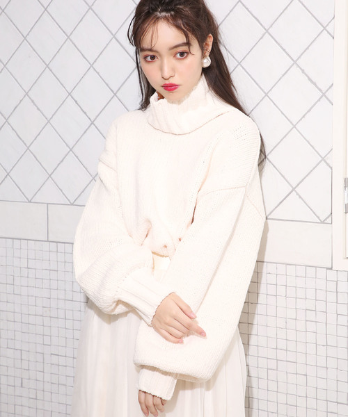 one after another NICE CLAUP（ワンアフターアナザーナイスクラップ）の「モールハイネックビッグニット（ニット/セーター・レディース・ブラック/アイボリー/ブルー系その他/ピンク系その他・FREE）」の13枚目の写真