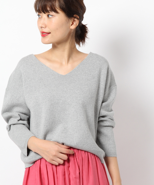 laboratory work（ラボラトリーワーク）の「シルク混ミラノリブニットプルオーバー（ニット/セーター・レディース・ホワイト/杢グレー/ピンク/ネイビー・MEDIUM）」の3枚目の写真