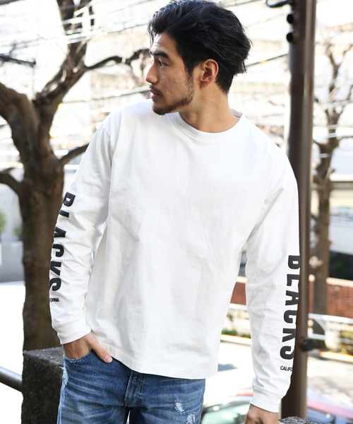BAYFLOW(ベイフロー)の「【WEB限定アイテム】BAYFLOW/“BLACKS”スリーブロゴ長袖Tシャツ 18SS(Tシャツ/カットソー・メンズ・ホワイト/チャコール・MEDIUM/LARGE/SMALL)」の1枚目の写真