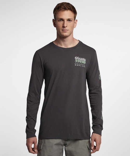 Hurley (ハーレー)の「M HRLY HULA DSTRY TEE LS/ハーレー 長袖 ロンT(Tシャツ/カットソー・メンズ・チャコールグレー/マルーン/ブルー・LARGE/MEDIUM/SMALL)」の2枚目の写真