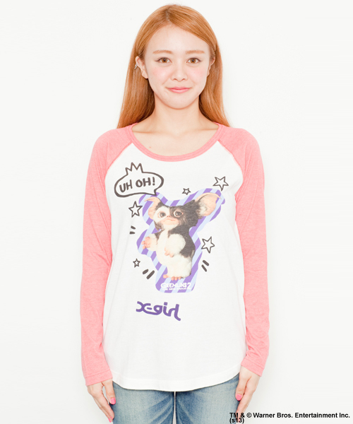 X-girl(エックスガール)の「GREMLiNS GIZMO SAY UH OH! BIG B/B TEE(Tシャツ/カットソー・レディース・ブラック/ピンク/マルチ・1/2)」の2枚目の写真