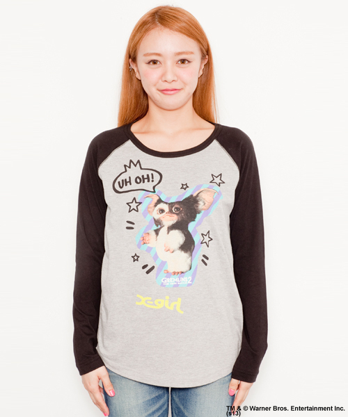 X-girl(エックスガール)の「GREMLiNS GIZMO SAY UH OH! BIG B/B TEE(Tシャツ/カットソー・レディース・ブラック/ピンク/マルチ・1/2)」の1枚目の写真