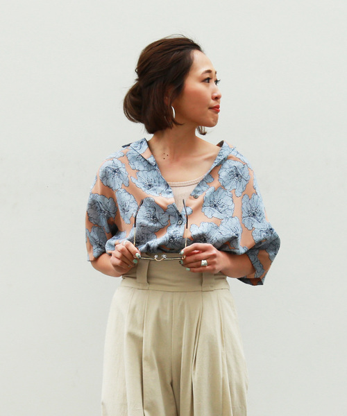 FREE'S MART（フリーズマート）の「◆トロピカル開衿シャツ（シャツ/ブラウス・レディース・ブラック系その他/ベージュ系その他・FREE）」の9枚目の写真