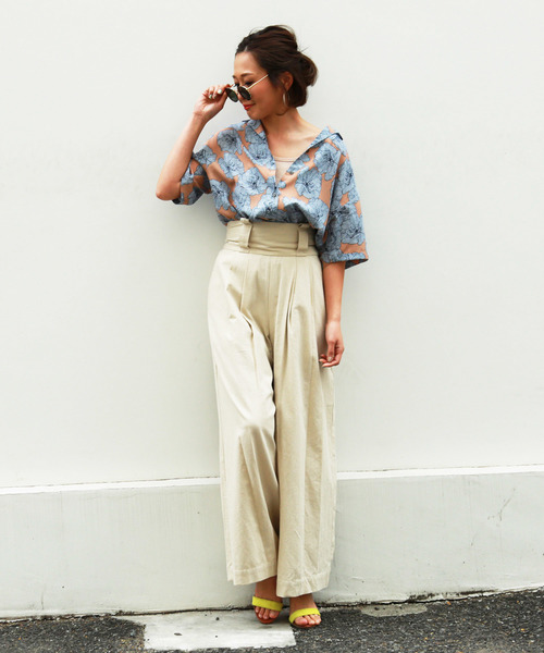 FREE'S MART（フリーズマート）の「◆トロピカル開衿シャツ（シャツ/ブラウス・レディース・ブラック系その他/ベージュ系その他・FREE）」の5枚目の写真