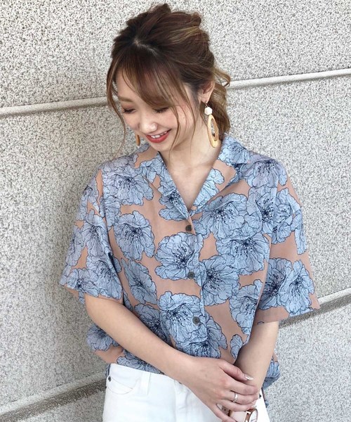 FREE'S MART（フリーズマート）の「◆トロピカル開衿シャツ（シャツ/ブラウス・レディース・ブラック系その他/ベージュ系その他・FREE）」の12枚目の写真