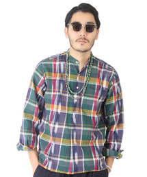 BEAMS PLUS | BEAMS PLUS / バンドカラー イカットマドラスシャツ(シャツ/ブラウス)