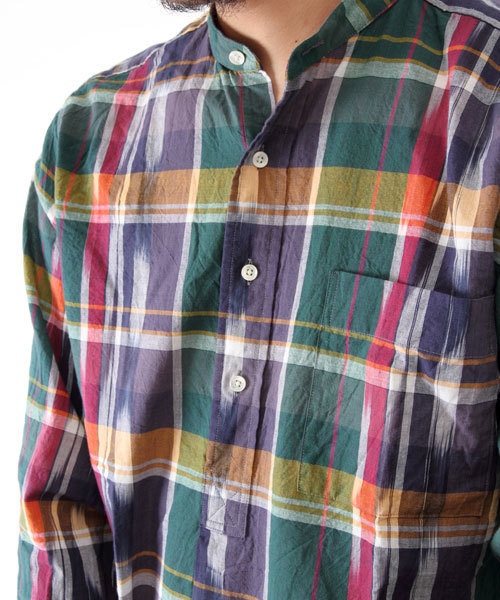 BEAMS PLUS（ビームスプラス）の「○BEAMS PLUS / バンドカラー イカットマドラス シャツ（シャツ/ブラウス・メンズ・その他1/その他2・SMALL/X-LARGE/LARGE/X-SMALL/MEDIUM）」の4枚目の写真