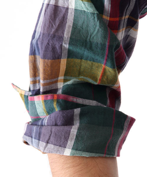 BEAMS PLUS（ビームスプラス）の「○BEAMS PLUS / バンドカラー イカットマドラス シャツ（シャツ/ブラウス・メンズ・その他1/その他2・SMALL/X-LARGE/LARGE/X-SMALL/MEDIUM）」の6枚目の写真