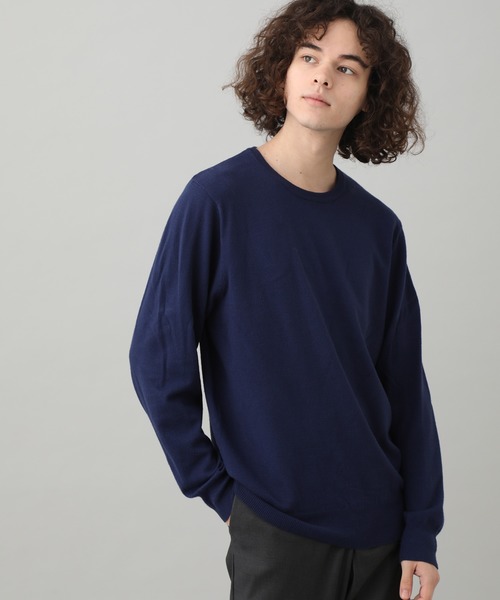 JUNRED(ジュンレッド)の「ウォッシャブルストレッチクルーネックニット(ニット/セーター・メンズ・オフホワイト/ネイビー/イエロー/パープル・M/L/LL)」の3枚目の写真