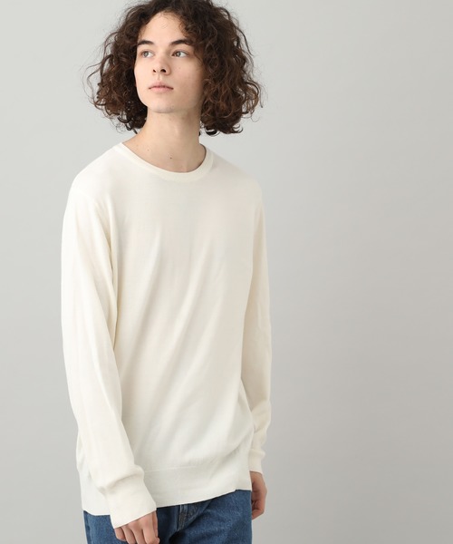 JUNRED(ジュンレッド)の「ウォッシャブルストレッチクルーネックニット(ニット/セーター・メンズ・オフホワイト/ネイビー/イエロー/パープル・M/L/LL)」の2枚目の写真