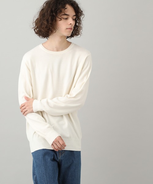 JUNRED(ジュンレッド)の「ウォッシャブルストレッチクルーネックニット(ニット/セーター・メンズ・オフホワイト/ネイビー/イエロー/パープル・M/L/LL)」の14枚目の写真