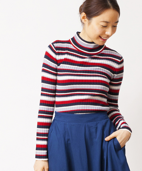 WEGO（ウィゴー）の「WEGO/ワイドリブハイネックニット（ニット/セーター・レディース・オフホワイト/ホワイト系その他/ブラック/ブラック系その他/杢グレー/ダークグリーン/レッド/その他1/ブルー/サックスブルー/パープル/ライトパープル・FREE）」の12枚目の写真