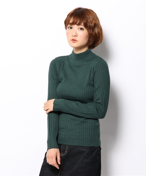 WEGO（ウィゴー）の「WEGO/ワイドリブハイネックニット（ニット/セーター・レディース・オフホワイト/ホワイト系その他/ブラック/ブラック系その他/杢グレー/ダークグリーン/レッド/その他1/ブルー/サックスブルー/パープル/ライトパープル・FREE）」の19枚目の写真