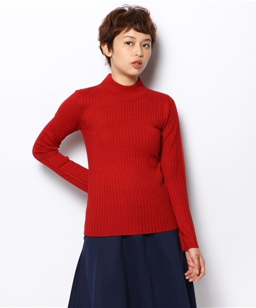 WEGO（ウィゴー）の「WEGO/ワイドリブハイネックニット（ニット/セーター・レディース・オフホワイト/ホワイト系その他/ブラック/ブラック系その他/杢グレー/ダークグリーン/レッド/その他1/ブルー/サックスブルー/パープル/ライトパープル・FREE）」の20枚目の写真