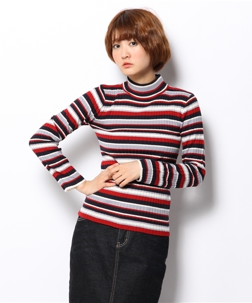 WEGO（ウィゴー）の「WEGO/ワイドリブハイネックニット（ニット/セーター・レディース・オフホワイト/ホワイト系その他/ブラック/ブラック系その他/杢グレー/ダークグリーン/レッド/その他1/ブルー/サックスブルー/パープル/ライトパープル・FREE）」の21枚目の写真