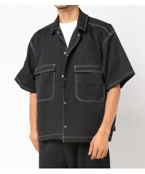 YARD PLUS（ヤードプリュス）の「YARD PLUS リングスナップ半袖シャツ（シャツ/ブラウス・メンズ・ベージュ/ブラック/モカ・MEDIUM/LARGE）」の6枚目の写真