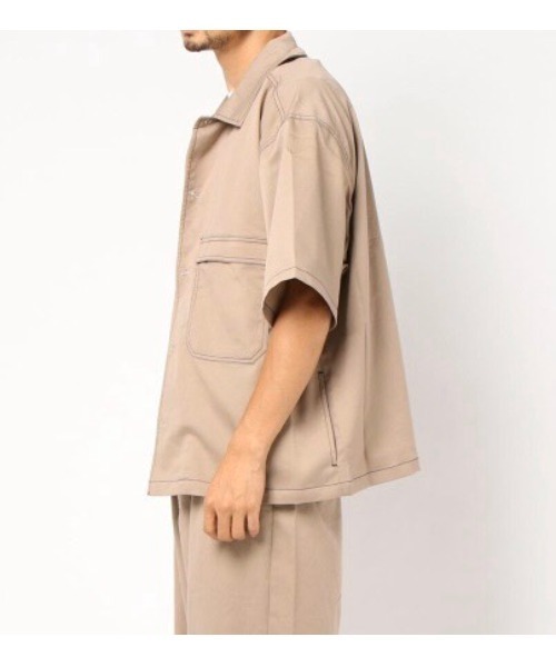 YARD PLUS（ヤードプリュス）の「YARD PLUS リングスナップ半袖シャツ（シャツ/ブラウス・メンズ・ベージュ/ブラック/モカ・MEDIUM/LARGE）」の9枚目の写真