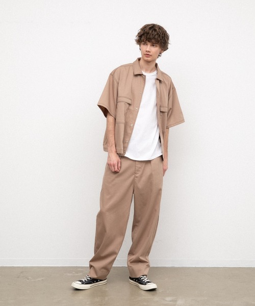 YARD PLUS（ヤードプリュス）の「YARD PLUS リングスナップ半袖シャツ（シャツ/ブラウス・メンズ・ベージュ/ブラック/モカ・MEDIUM/LARGE）」の20枚目の写真