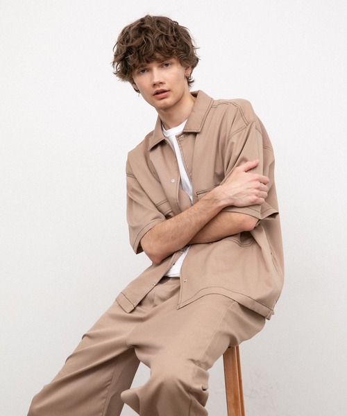 YARD PLUS（ヤードプリュス）の「YARD PLUS リングスナップ半袖シャツ（シャツ/ブラウス・メンズ・ベージュ/ブラック/モカ・MEDIUM/LARGE）」の22枚目の写真