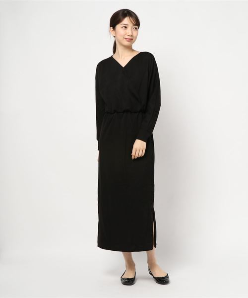 KOBE LETTUCE（コウベレタス）の「カシュクールリブワンピース（ワンピース・レディース・ブラック/ベージュ/ダークカーキ・FREE）」の2枚目の写真
