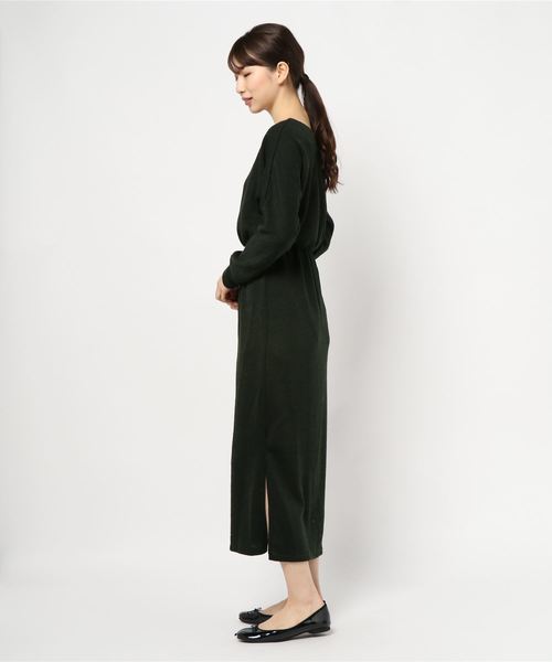 KOBE LETTUCE（コウベレタス）の「カシュクールリブワンピース（ワンピース・レディース・ブラック/ベージュ/ダークカーキ・FREE）」の4枚目の写真