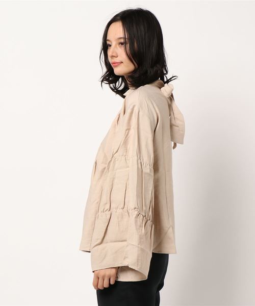 STYLEBLOCK（スタイルブロック）の「クレープバックリボンブラウス（シャツ/ブラウス・レディース・ホワイト/ブラック/ミント/ライトベージュ・M）」の6枚目の写真