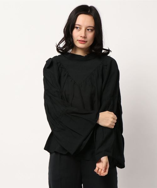 STYLEBLOCK（スタイルブロック）の「クレープバックリボンブラウス（シャツ/ブラウス・レディース・ホワイト/ブラック/ミント/ライトベージュ・M）」の7枚目の写真