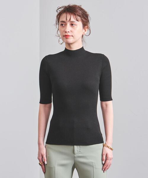 新品 未使用 タグ付き ユナイテッドアローズ リブニット 五分袖 ブラック UNITED ARROWS（ユナイテッドアローズ）の「UBCB リブ ハイネック 5分