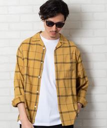 coen | コットンレーヨンチェックオープンカラーシャツ(シャツ/ブラウス)